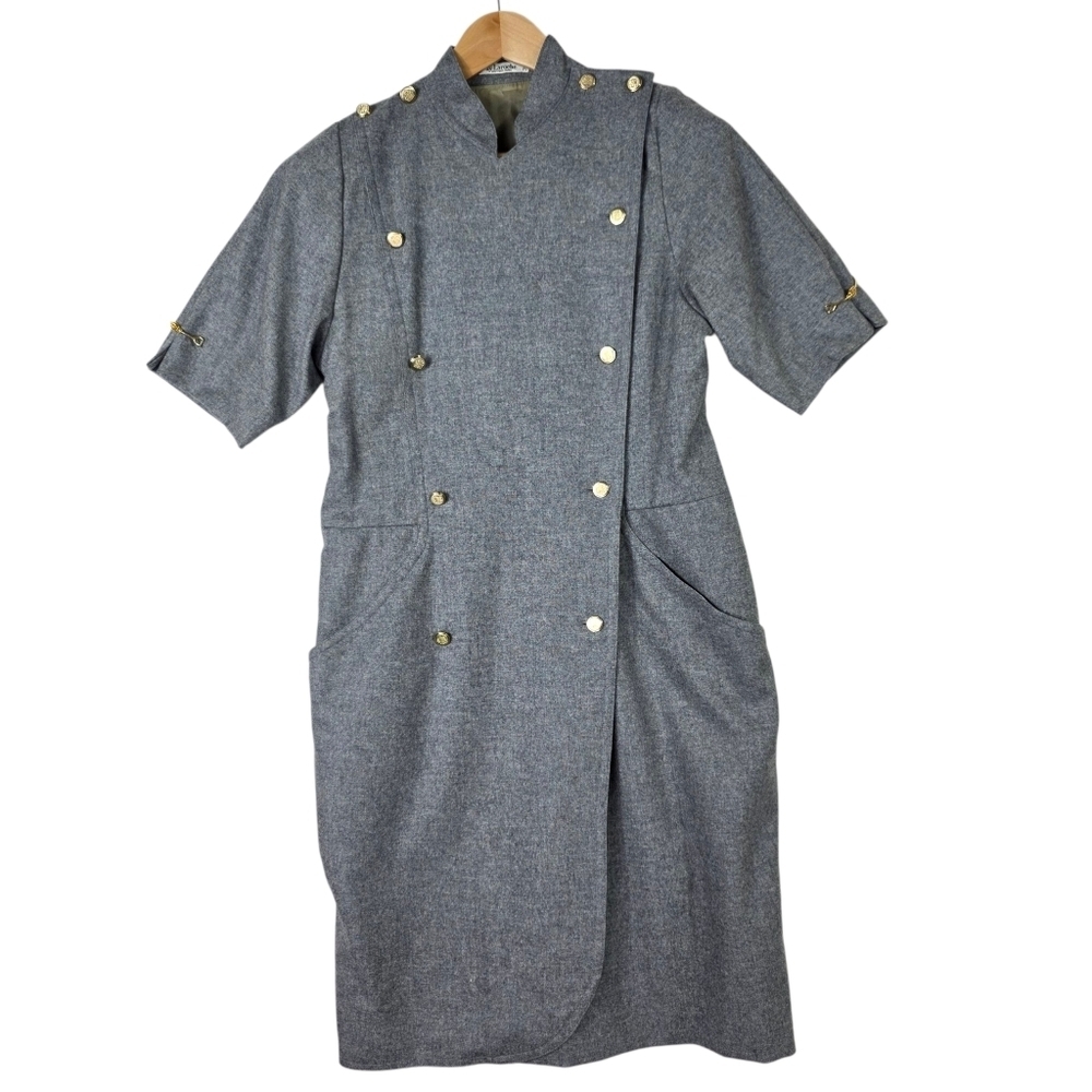 Guy Laroche Vintage Wool double breasted knee length Dress